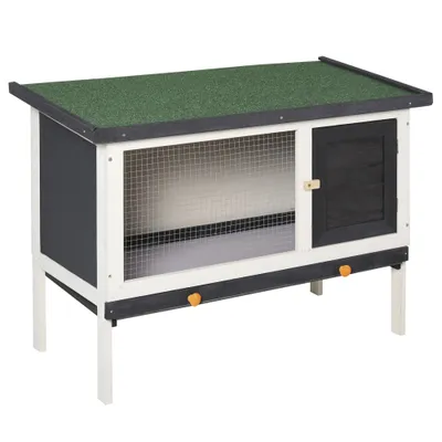 PawHut Conejera de Madera 90x45x65 cm Gris Oscuro