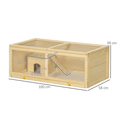 PawHut Jaula para Hámster 100x58x38 cm Madera Natural