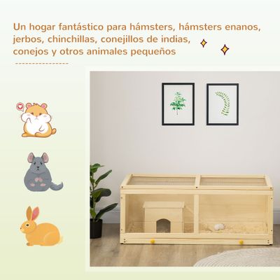 PawHut Jaula para Hámster 100x58x38 cm Madera Natural