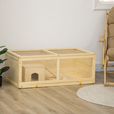 PawHut Jaula para Hámster 100x58x38 cm Madera Natural