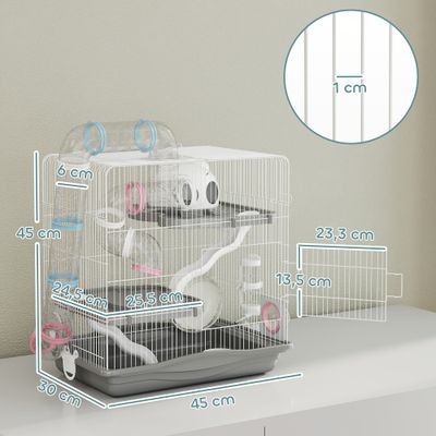 PawHut Jaula para Hámster 45x30x45 cm Gris