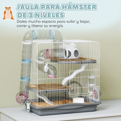 PawHut Jaula para Hámster 45x30x45 cm Gris