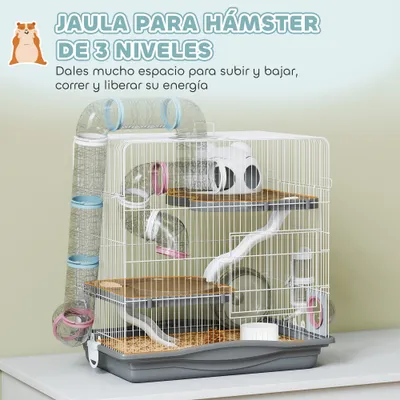 PawHut Jaula para Hámster 45x30x45 cm Gris