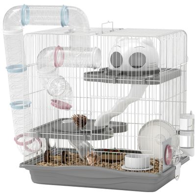 PawHut Jaula para Hámster 45x30x45 cm Gris