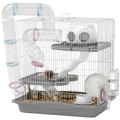 PawHut Jaula para Hámster 45x30x45 cm Gris