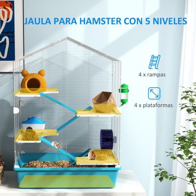 PawHut Jaula para Hámster 58x36x81 cm Azul Claro