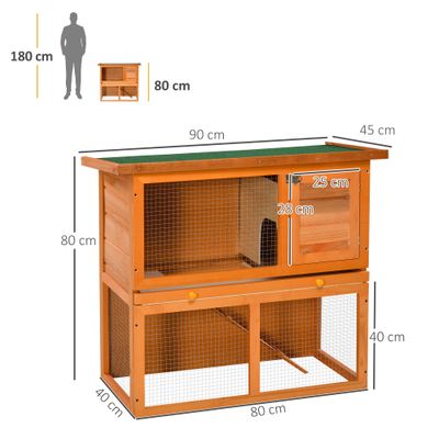 PawHut Conejera de Madera 90x45x80cm amarillo y verde;