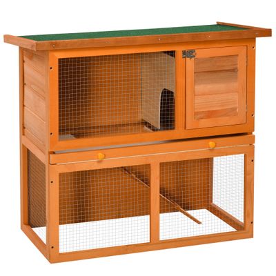 PawHut Conejera de Madera 90x45x80cm amarillo y verde;