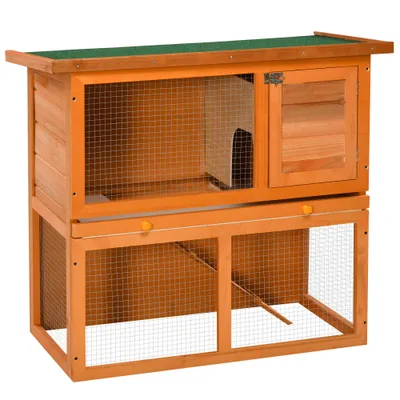 PawHut Conejera de Madera 90x45x80cm amarillo y verde;