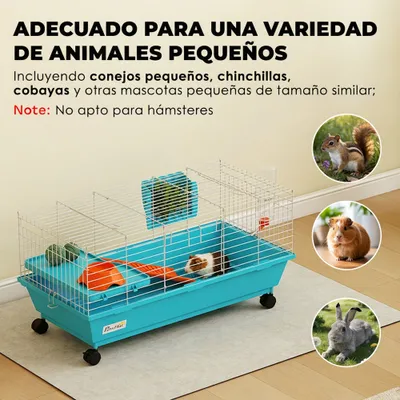 PawHut Jaula Animales Pequeño 89x44x43 cm Azul