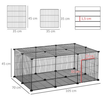 PawHut Parque para Animales Pequeño 105x70x45cm Negro