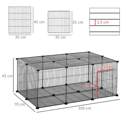PawHut Parque para Animales Pequeño 105x70x45cm Negro