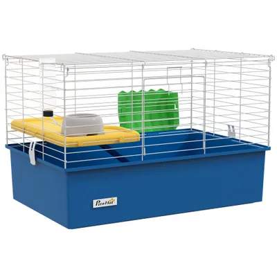 PawHut Jaula Animales Pequeño 71x46x47 cm Azul y Blanco