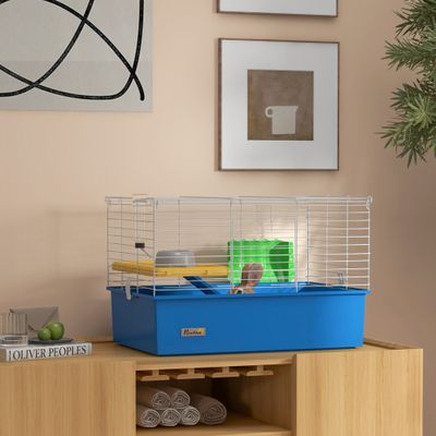 PawHut Jaula Animales Pequeño 71x46x47 cm Azul y Blanco
