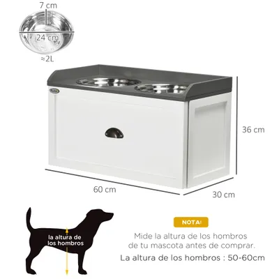 PawHut Comedero para Perro 60x30x36 cm Blanco