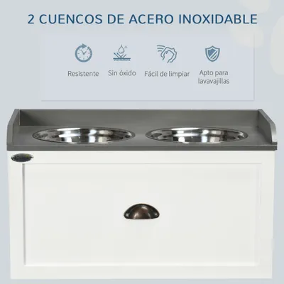 PawHut Comedero para Perro 60x30x36 cm Blanco