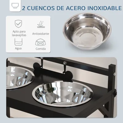PawHut Comedero para Perro 40.5x22x39 cm Negro PawHut Comedero para Perro 40.5x22x39 cm Negro