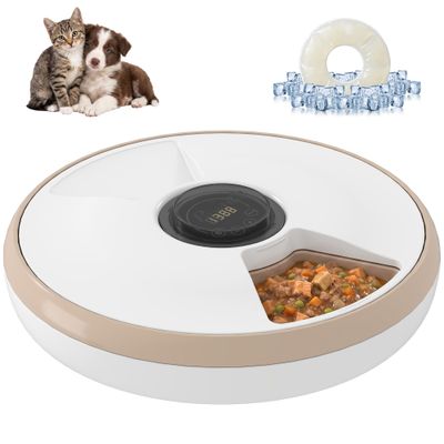 PawHut Comedero Automático Mascota 31.5x31.5x8.3 cm Marrón