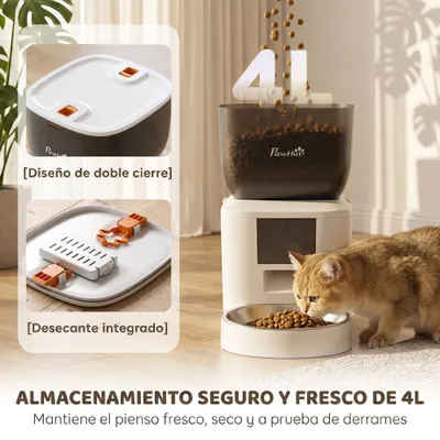 PawHut Comedero Automático Mascota 35x18.5x30.5 cm Blanco PawHut Comedero Automático Mascota 35x18.5x30.5 cm Blanco