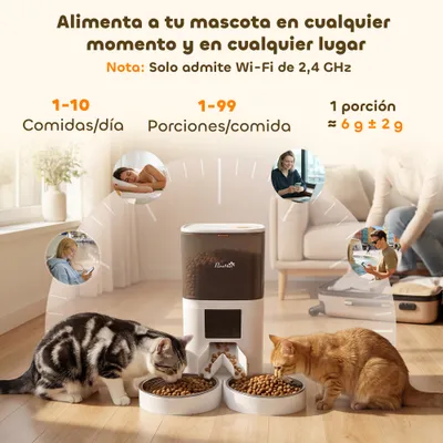 PawHut Comedero Automático Mascota 37x36x35 cm Blanco
