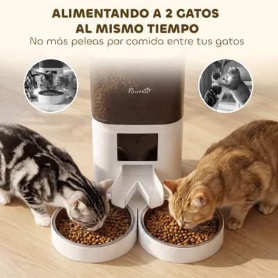 PawHut Comedero Automático Mascota 37x36x35 cm Blanco