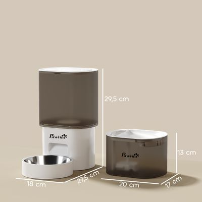PawHut Conjunto Comedero Fuente 27.5x18x29.5 cm Blanco