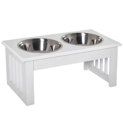 PawHut Comedero Elevado para Perro 44x24x15 cm Blanco