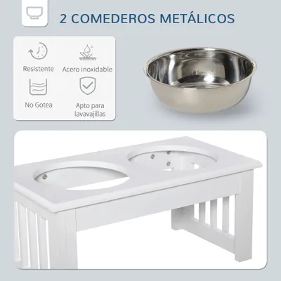 PawHut Comedero Elevado para Perro 44x24x15 cm Blanco PawHut Comedero Elevado para Perro 44x24x15 cm Blanco