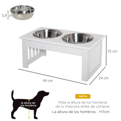 PawHut Comedero Elevado para Perro 44x24x15 cm Blanco