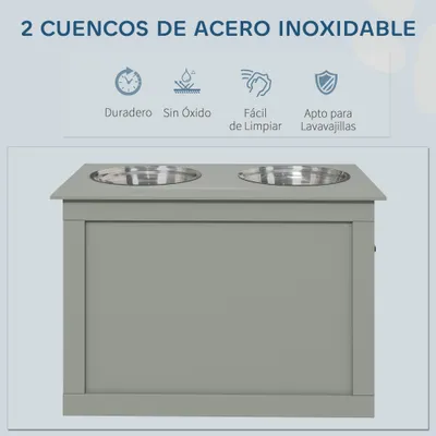 PawHut Comedero para Perro 60x30x41 cm Gris PawHut Comedero para Perro 60x30x41 cm Gris