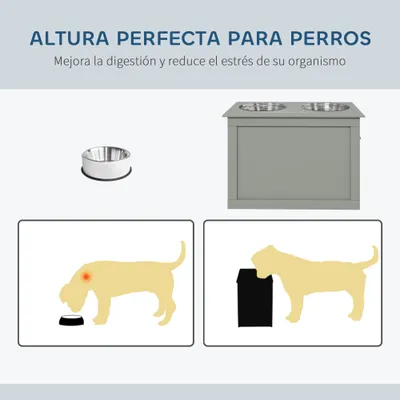 PawHut Comedero para Perro 60x30x41 cm Gris PawHut Comedero para Perro 60x30x41 cm Gris