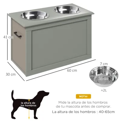PawHut Comedero para Perro 60x30x41 cm Gris