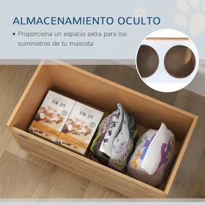 PawHut Comedero para Perro 60x30x35.5 cm Roble PawHut Comedero para Perro 60x30x35.5 cm Roble
