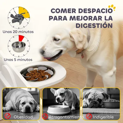 PawHut Comedero Perros Elevado 63x58.5x40 cm Blanco