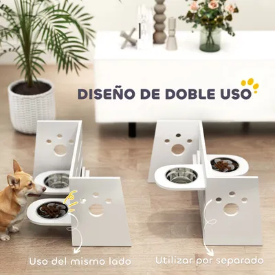 PawHut Comedero Perros Elevado 63x58.5x40 cm Blanco