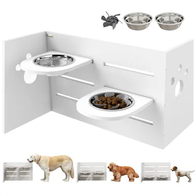 PawHut Comedero Perros Elevado 63x58.5x40 cm Blanco