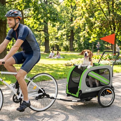 PawHut Remolque de Bicicleta Perro 134x62x101 cm Verde