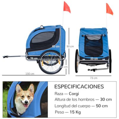 PawHut Remolque Bicicleta de Mascota