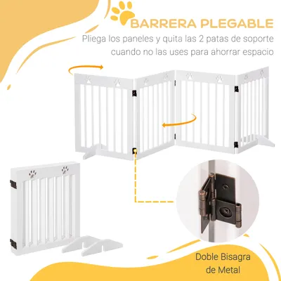 PawHut Barrera Seguridad Perro 204x30x61 cm Blanco