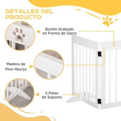 PawHut Barrera Seguridad Perro 204x30x61 cm Blanco PawHut Barrera Seguridad Perro 204x30x61 cm Blanco