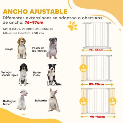 PawHut Barrera Seguridad Perro 97x5x76 cm Blanco