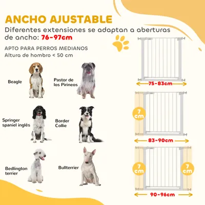 PawHut Barrera Seguridad Perro 97x5x76 cm Blanco