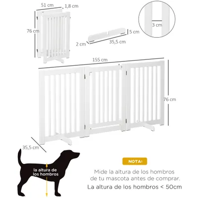 PawHut Barrera para Perro 155x35.5x76 cm Blanco