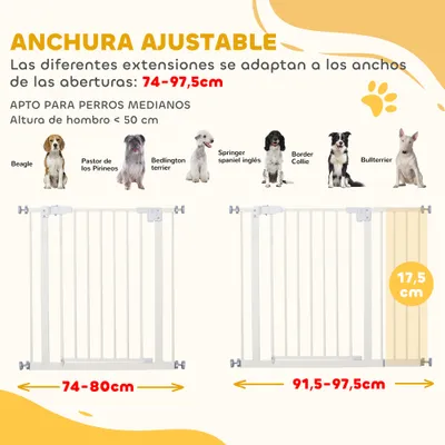 PawHut Barrera Seguridad Mascota 97.5x4x76.2 cm Blanco PawHut Barrera Seguridad Mascota 97.5x4x76.2 cm Blanco