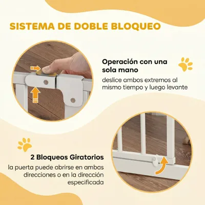 PawHut Barrera de Seguridad 85x1.5x76 cm Blanco