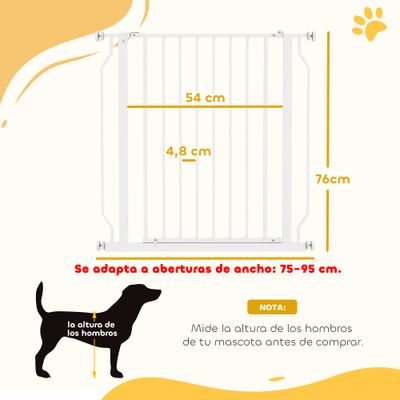 PawHut Barrera de Seguridad 85x1.5x76 cm Blanco