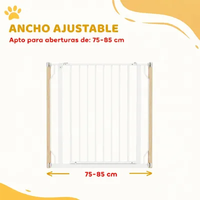 PawHut Barrera de Seguridad 85x1.5x76 cm Blanco