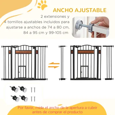 PawHut Barrera Seguridad Perro 105x4x76.2 cm Negro PawHut Barrera Seguridad Perro 105x4x76.2 cm Negro