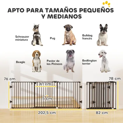 PawHut Barrera para Perro 202.5x2x76 cm Negro