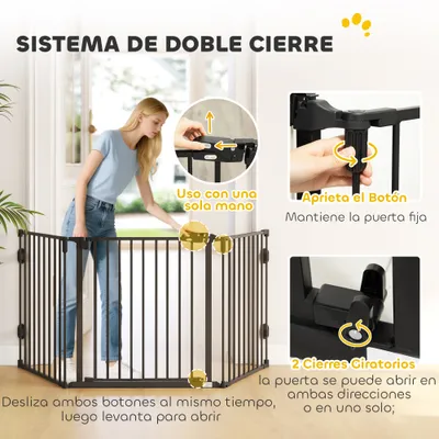 PawHut Barrera para Perro 202.5x2x76 cm Negro
